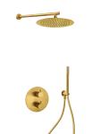 Concealed In Wall Thermostatic Faucets Brushed Golden Brass OEM Round