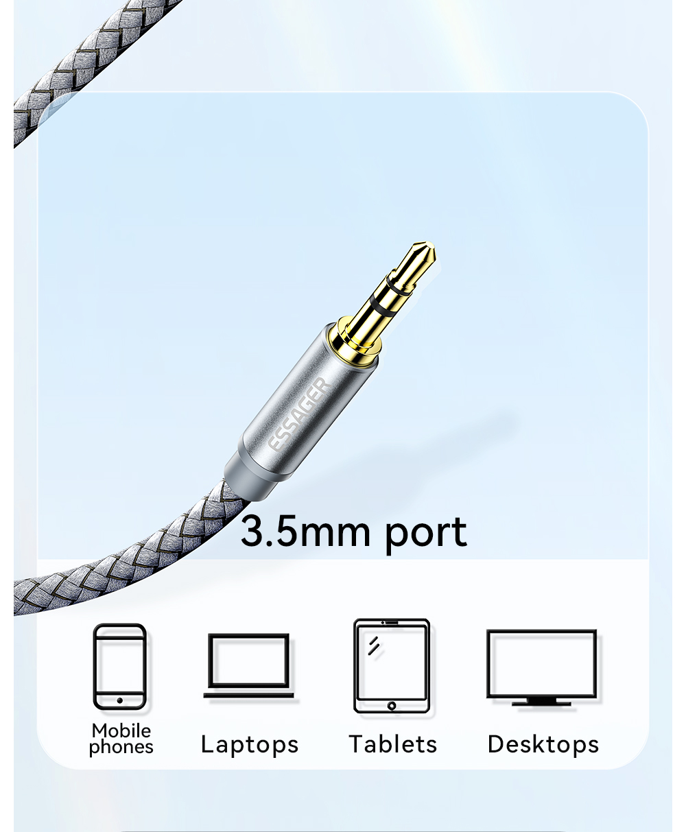 RCA Audio Adapter Micro USB Cable Braided Jacket 3.5mm 1M 2M 3M 5M for Mobile Phone