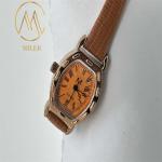 Modern Leather Strap Quartz Wrist Watch With 30 Meters Water Resistance