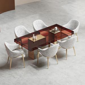 China SS Tempered Glass Chair Dining Table Restaurant Canteen Furniture Set factory