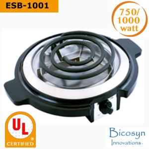 China ESB-1001A 750/1000 Watt Cheap Compact Single Buffet Burner Electric Hot Plate, Black, UL approved, Back to school item factory