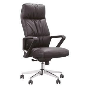 China Black Leather Rolling Leather Office Swivel Chairs 62cm 50cm High End PU Padding factory