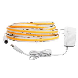 China UL 24W 48W DC12V COB LED Strip 5.5mm Male Connector US EU Plug factory