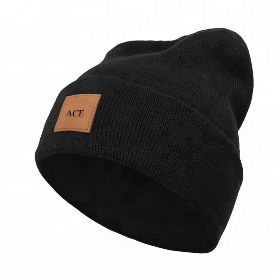 Solid Color Unisex Knit Beanie Hats Spring Winter Fitted Wool Material