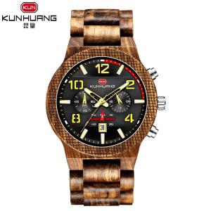 China Man Zebra Wooden Quartz Watch Black Dial Luminous Water Proof 1015-1 factory
