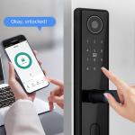 Black Peephole Camera Smart Fingerprint Door Lock Tuya Biometric Code Card