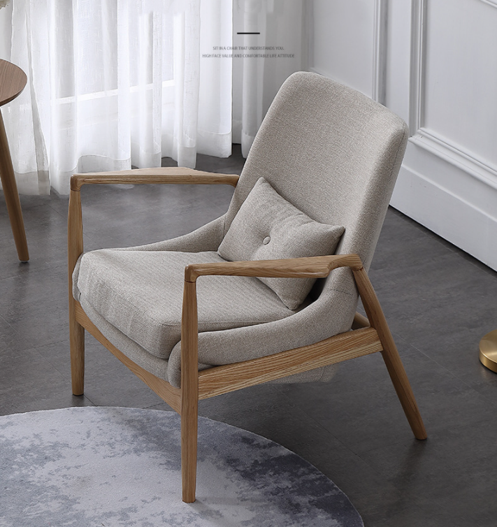 Gray/Green Wooden Upholstered Single Sofa Chair for Modern Living Room Furniture
