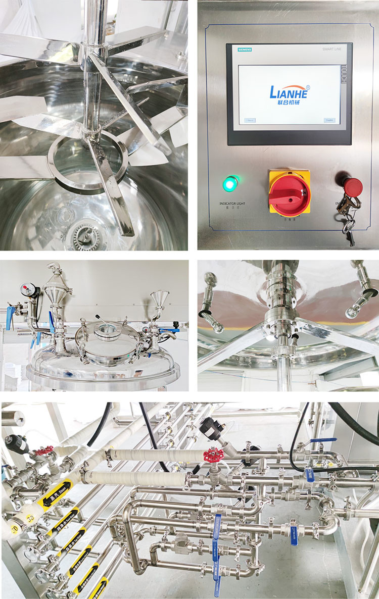 1 Ton Double Cylinder Vacuum Emulsifier Mixer Machine Hydraulic Lift