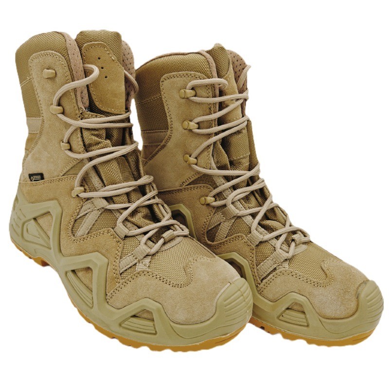Shock-Absorbent Combat Tactical Boots Durable Leather Flat Heel Ankle-High Shaft