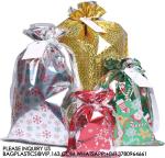 Christmas Gift Bags, Santa Wrapping Bag Designs With Inserted Drawstring Ribbons