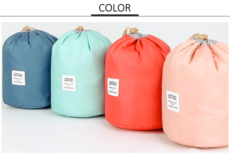 Women'S Drawstring Dia17cm Polyester Cosmetic Bag