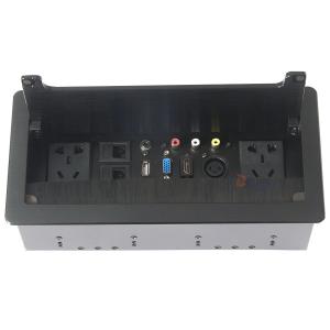 China Brushed Cover Desktop Flip Up Power Outlet Universal Standard With Network Port factory
