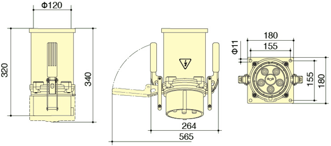 PowerSyntax 4P 630 Amp IP67 400V Heavy Duty High Current Industrial Appliance Inlet Part No. 75146