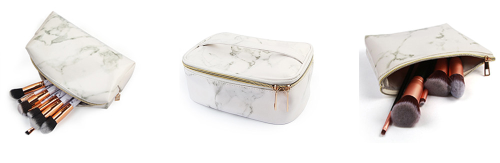Marble PU Leather Cosmetic Pouch Bag For Travel