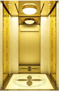 China Modernization Automatic Passenger Elevator Golden Mirror Etching Fuji Lift factory