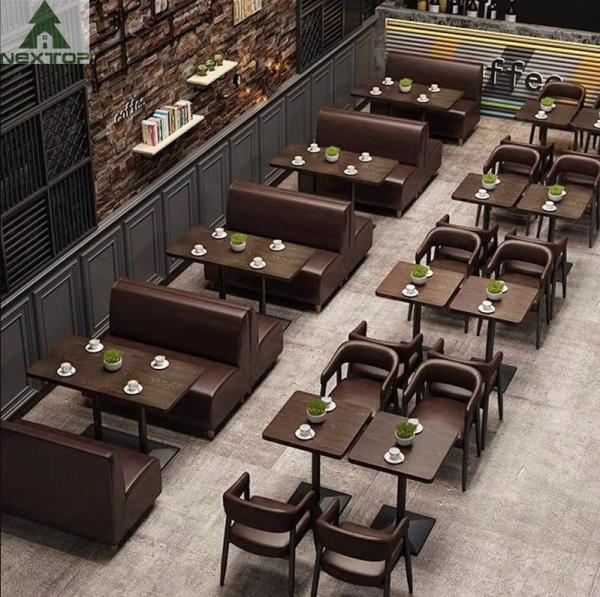 Vintage Restaurant Leather Booth Sofa Chair Table Set For Coffee Shop Cafe Bar