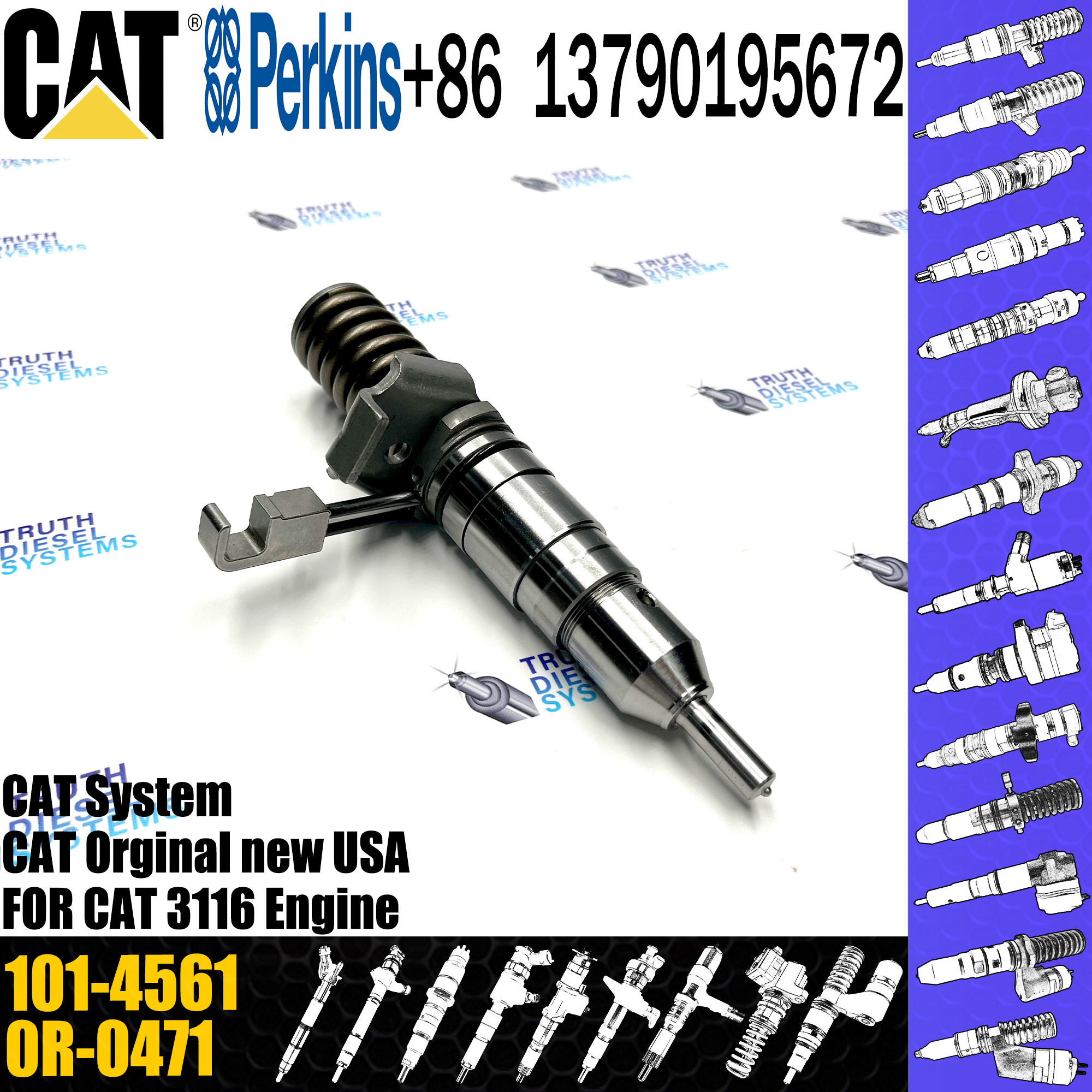 Diesel Common Rail Fuel Injector 101-4561 101-8673 102-7038 105-1694 0R-3190 4P-2995 0R-8682 For Excavator Engine 3116