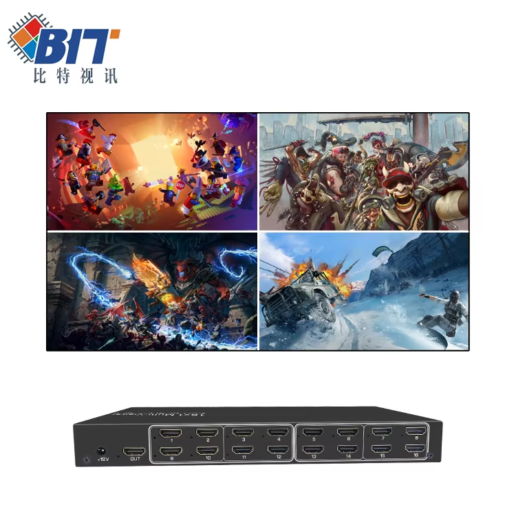 4K60 Output Supported Video Wall Controller with 16 Inputs 1 Output and 16 in 1