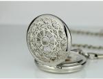 Round Alloy Silver Pocket Watches Vintage Fashion Hollow Watches For Men