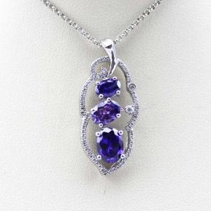 China 925 Silver Jewelry Amethyat CZ Diamonds Leaf ShapeThree Stones Pendant (PSJ0382) factory