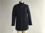 Navy Mens Medium Trench Coat , Cavalry Twill Wadded Coat With Funnel Collar