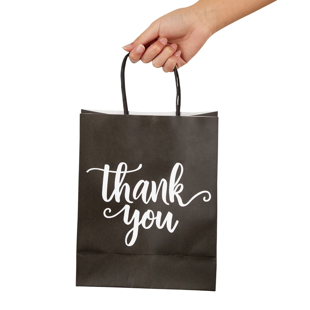 Customized Logo Online Custom Stylish Thank You Kraft Paper Bag for Supermarket Shopping