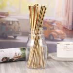 10mm Bendy Gold Foil Striped Biodegradable Paper Straws With Paper Boxes
