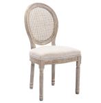 PU Leather Covered French Vintage Style Dining Chair with Stackable Design and