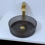 Modern Glass Vessel Basins Transparent Clear Bathroom Sink Clear Diamond Crystal