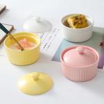 Oven safe Ceramic Creme Brulee Ramekins Bowls With Lid Cake Pudding Ceramic
