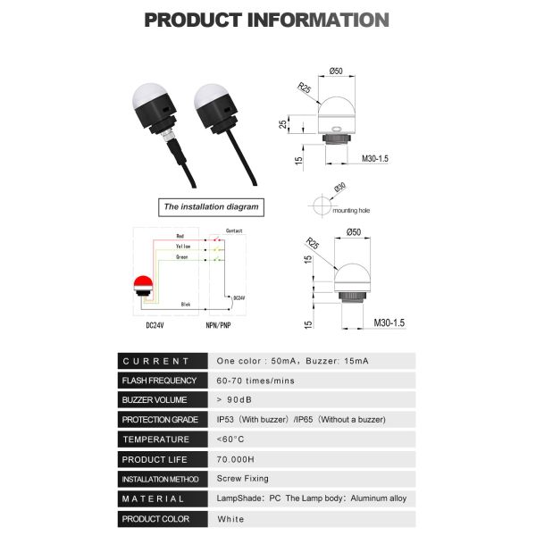 Mini Waterproof LED Indicator Lamp RYG Three Color 12V Stack Light Ce Approved