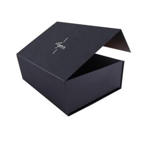China 4C Square Black Rigid Gift Box Foil Stamping Logo For Chocolate factory