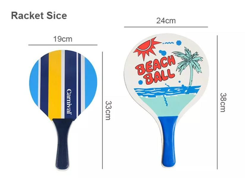 Polyester Wood Beach Racket Customized 38x24cm PU Wooden Beach Rackets