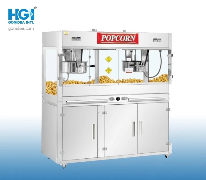 30oz Floor Standing Stainless Steel Popcorn Maker Machine With Wheel