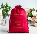 8x12inch Wig Drawstring Pouch Customized Red Satin Bag With Logo Fabric