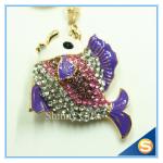 Lovely Goldfish Fish Cute Crystal Rhinestone Charm Pendant Purse Car Key Ring