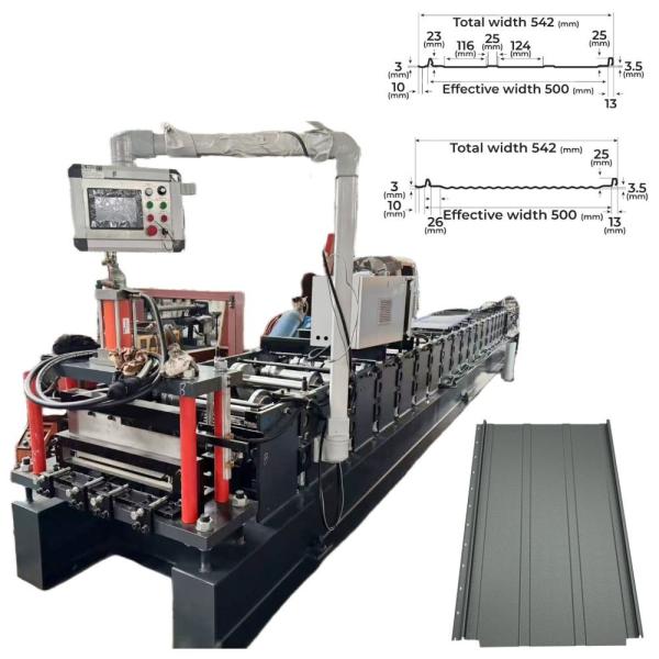 China Romania Popular 500mm Coverage Snap Lock Roll Forming Machine factory