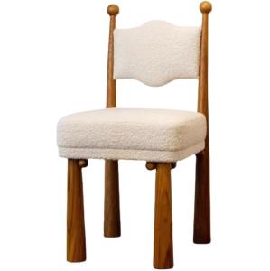 China Home Furniture Modern Design Soft Seat Wood Lamb Wool Dining Room Chair For Living Room and Hotel factory