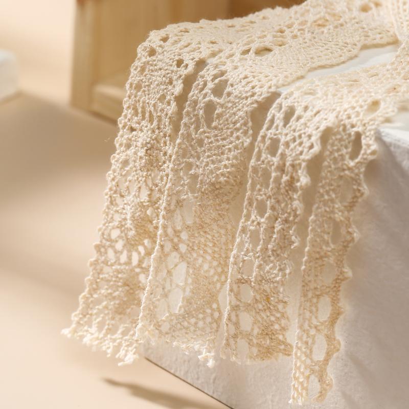 Eco-friendly lace fabric for garment accessories eyelet embroidery beige lace trim