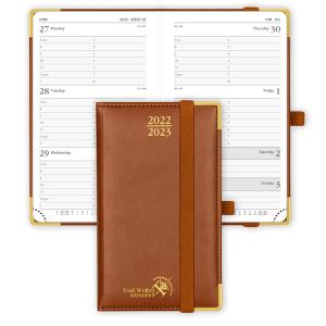 China Executive 12 Month Small Academic Planner Brown Vertical Layout factory