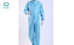 Dust Free White 0.5mm Anti Static Workwear Clothing Stripe With Zipper Net Hat