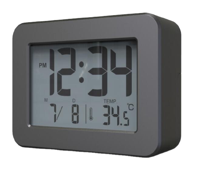 Battery-Operated Multifunction LCD Alarm Clock with RC Time Sync and Temperature