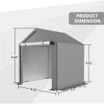 PE Fabric Roof Cover AJUNION 6.2x5.6ft Outdoor Storage Tent Metal Garden Bike