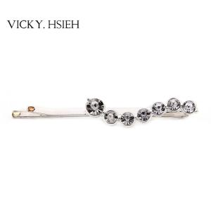 China VICKY.HSIEH Rose Gold Tone Crystal Rhinestone Pave Wave Hair Clip factory