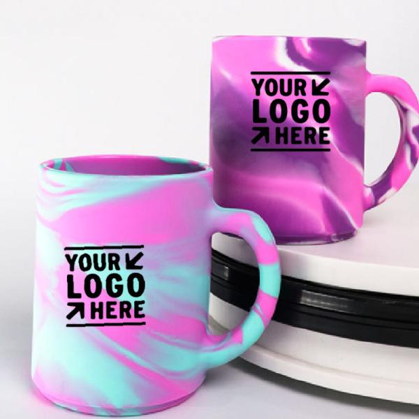 13 OZ Silicone Pint Cup Logo Imprinted Colorful Beer Mug With Handle Travel
