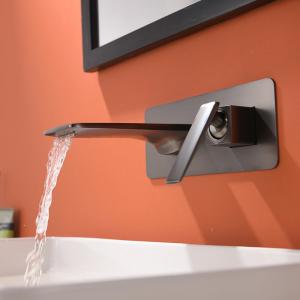 China Brass Modern Wall Mounted Single Handle Basin Mixer Tap In Grey factory
