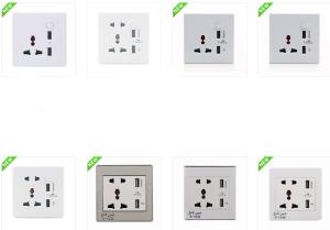 China Dual USB Wall Power Socket/ white 5v 2.1 A on sale