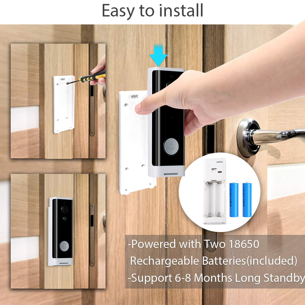App Control IP65 Smart Video Doorbell PIR Wake Up Tuya Door Viewer