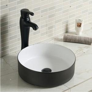 China Ceramic Round Matte Black Bathroom Vessel Sink factory