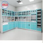Hospital Clinic Furniture Wall Mounted Disposal Cabinet Stainless Steel Handle 110 Degree Hinge White